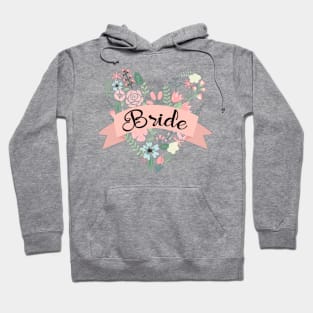 Bride Floral Heart Coral Ribbon Hoodie